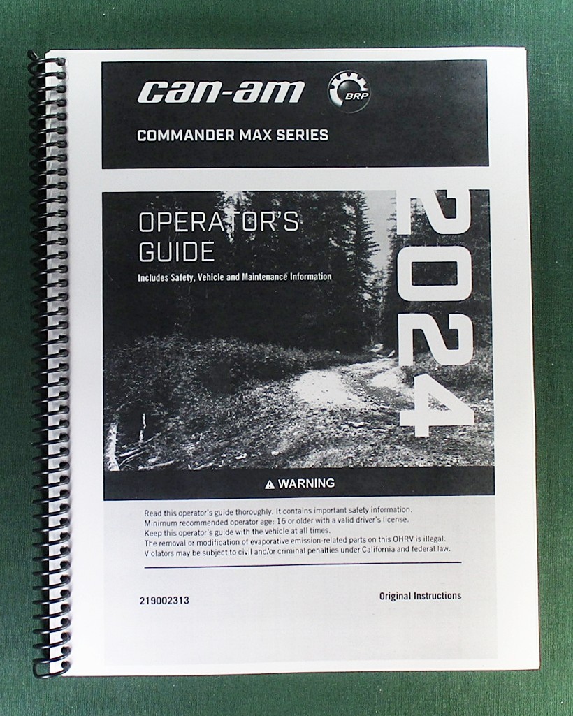 2024 Can-Am Commander MAX DPS 1000 Owner’s Manual: 244 Pages & Protective Covers